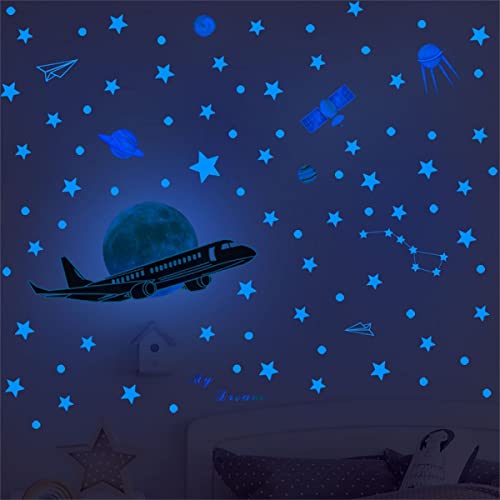 300 Pegatinas de Estrellas Fluorescentes Azules para Pared miniatura 6