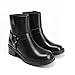 DREAM PAIRS Women's Ankle Booties Side Zipper Motorcycle Boots Square Toe Chunky Low Heel Fashion Buckles Biker Riding Boots,Size 6.5,Black/Brown,DWUMAB2533