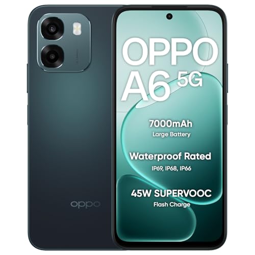 Image of OPPO A6 5G Smartphone 4+128GB Blue, 6.7-inch Screen 120Hz Display, 7000mAh Battery, 45W SUPERVOOCTM Fast Charge, 8MP Front Camera & 50MP Main Rear Camera, Dimensity 6300 Processor, IP69