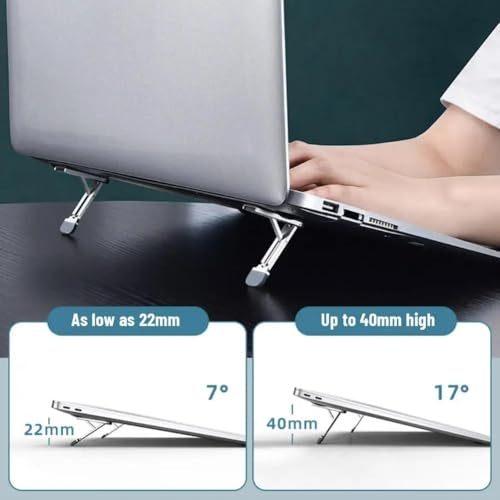 Soporte para laptop mini elevador portátil refrigeración de aluminio base plegable mesa 7