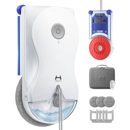 Image of HUTT Window Cleaning Robot, 6500Pa Strong Suction Robot Window Cleaner with World-First Round-Square Dual-Stage Cleaning, Ultrasonic Dual Spray, Edge Cleaning & Corner Coverag