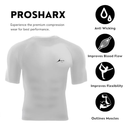 Image of PROSHARX Half Sleeve Compression T-Shirt - Men's Athletic & Sports Tights for Fitness