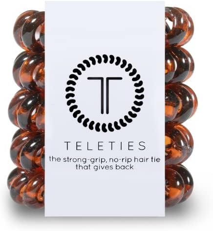 Tiny Spiral Hair Coils - For Kids & Super Thin Hair - Mini Phone Cord Ponytail Holder for Braid Ends - Strong Grip, No Rip, Water Resistant, No Crease - Tiny 5 pack - Tortoise