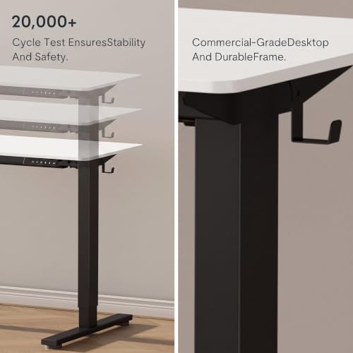 Image of SE1 / Flexi Spot EN1 Electric Height Adjustable Desk | 2 Year Warranty | 4 Memory Pre-Set | Adjustable Length (Black-White, 160x75CM)