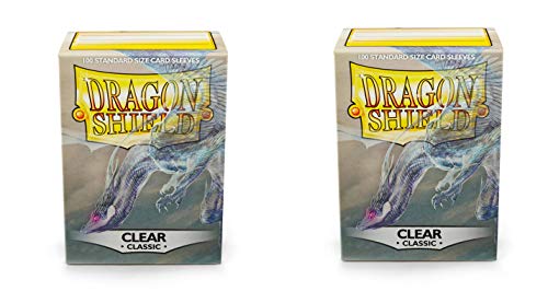 2 Packs Dragon Shield Classic Clear Standard Size 100 ct Card Sleeves Individual Pack
