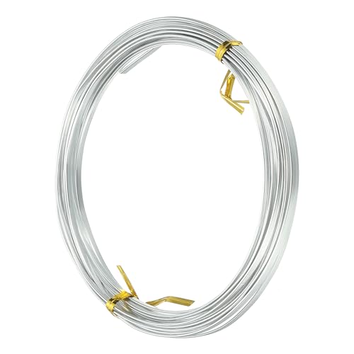 Image of uxcell 18 Gauge Flat Aluminum Wire, 16.40 ft 3mm Wide Aluminum Crafts Wire for Flower Bonsai Crafts Carving DIY Bezel Sculpting Gem Metal Wrap, Silver Tone