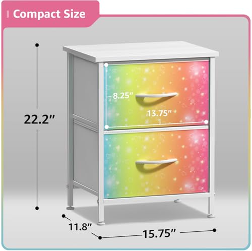 Sorbus Kids Nightstand, Fabric Drawers (Colorful with Stars, 2 Drawer) - image 4