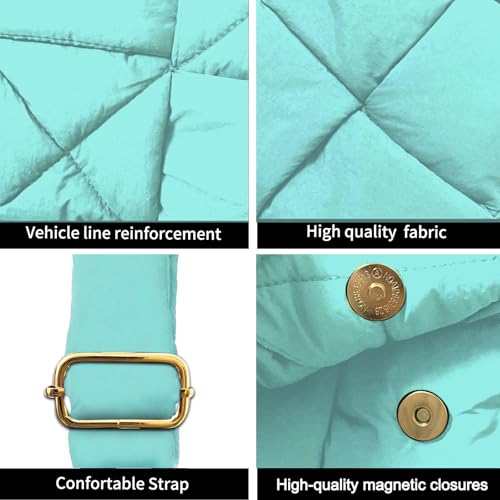 Image of Shoulder Bag Lightweight Puffer Tote Crossbody Bag Handwoven for Women | waterproof nylon, durable, soft padded texture, versatile for travel, work, weekend, everyday, adjustable strap