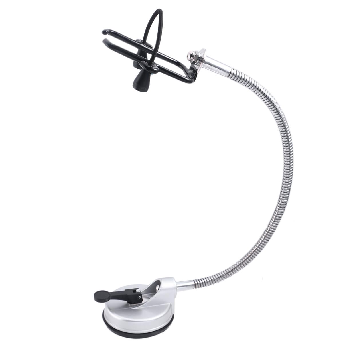 TOPBATHY Supporto per Asciugacapelli da Muro Regolabile in Ferro Argento Ventosa Antiruggine per Bagno e Toilette, Capacità Massima 5kg