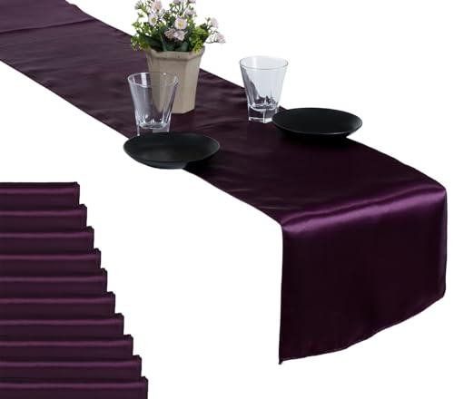 MDS Christmas Satin Table Runners - 25 Pack, 12 x 108 Inches - Bright Silk Sateen Table Decor for Harvest Dinner, Thanksgiving, New Year Party, Wedding, Holiday Banquet Dining Decor - Pink