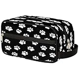 Mexpekil Neceser organizador de cosméticos con estampado de huellas de perro, color blanco y negro