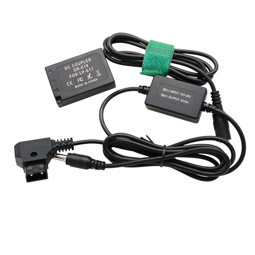 HangTon V-Mount D-TAP a LP-E17 - Batería falsa para cámara Canon EOS R8 R10 RP T6s T6i T7i X8i SL2 800D 9000D 8V DR-E18