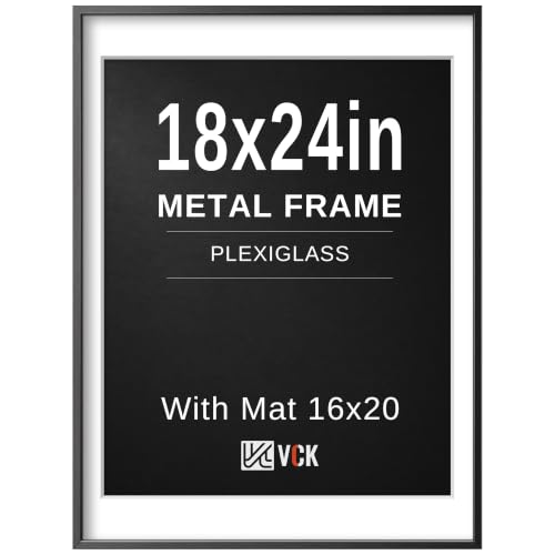 Image of VCK 18x24 Frame, Black Metal - Matted to 16x20, for Poster, Artwork