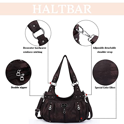 Image of Angel Kiss Large Purses and Handbags for Women Washed Faux Leather Crossbody Hobo Satchel Shoulder Handbag Tote Purse
