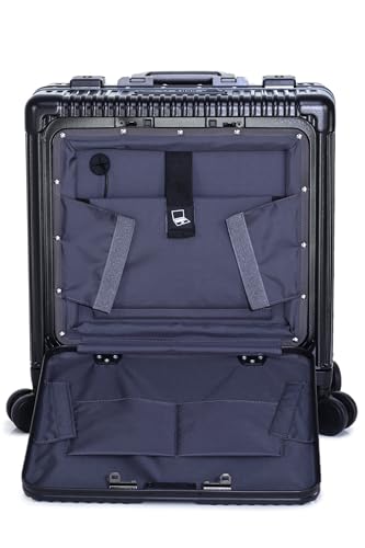 Image of Verage Luxe Celeste Pro Overnighter 48 cms Cabin Luggage Carry On Polycarbonate 8 Wheel Suitcase Laptop Trolley (Black)