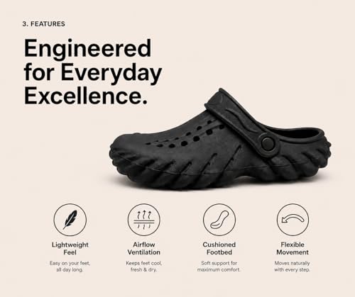 Image of Kraasa Men's Lightweight Classic Clogs Sandals with Adjustable Back Strap & Daily Used Slipper with Lightweight Design for Men's & Boy's