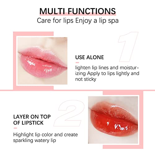 Dmxywo Plumping Lip Oil, Hydrating Lip Glow Oil, Lasting Moisturizing Lip Gloss Tinted Lip Balm, Big Brush Head Non-Sticky Natural Lip Plumper Gloss Lip Care Product 6Ml (001# Pink) #TOP5