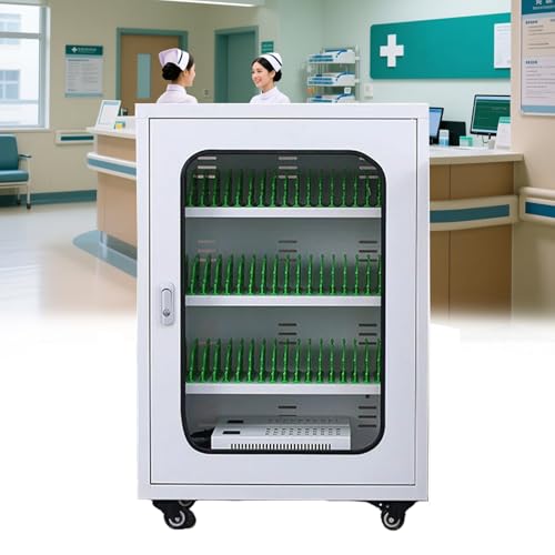 FahQuintuple USB Portable Charging Station Rechargeable Mobile Phone Storage Locker with Universal Wheels 30/40/50/60 Cell Phone Charging Station Secure Locking Storage Perfect for Schools,Churches