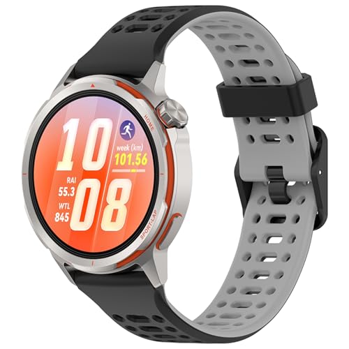[LICHIFIT] for Huawei Watch GT Runner 2�p�o���h �x���g �ւ��o���h �V���R���� �ʋC�� �ϋv�� �X�|�[�c�o���h �A�N�Z�T���[(�u���b�N×�O���[)