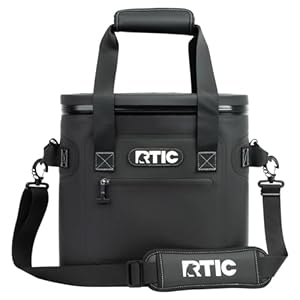 RTIC Soft Cooler 20 Can, Insulated Bag Portable Ice Chest Box for Lunch, Beach, Drink, Beverage, Travel, Camping, Picnic, Car, Trips, Floating Cooler Leak-Proof with Zipper, Black