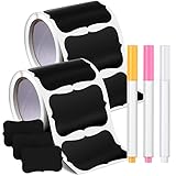 240 Pieces Chalkboard Stickers Labels Waterproof Chalkboard Labels with 3 Pieces Erasable Chalk Pen...