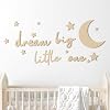 Briwooody 15 Pcs Moon and Stars Nursery Decor Dream Big Little One Wall Decor Boho Neutral Babyroom Wall Art Nursery Sign for Boys Girls Bedroom Home Farmhouse Living Playroom(Wood Color)