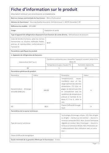 METRO Professional Mini koelkast GPC1088 met glazen deur, metaal/glas, statische koeling, zwart - Image 8