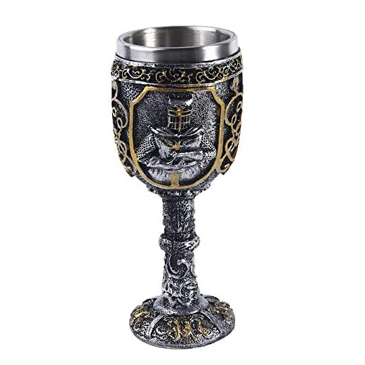 VOANZO Cáliz real medieval de caballero vikingo, copa de vino, copa gótica de metal, para decoraciones temáticas de fiesta, accesorios de boda