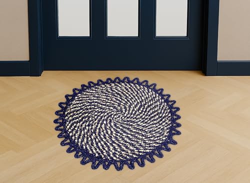 Image of Cotton Doormat for Home |Handmade Cotton Doormat | Quick Dry, Washable Door Mat for Home, Bathroom & Bedroom (51x51 cm, Green-C-B)