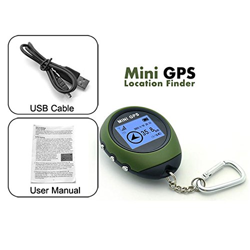 Mini GPS Navigation,Portable Outdoor Location Finder Tracker Handheld with Kay Chain USB Rechargeable for Outdoor Hiking Traveling Hunting Wild Exploration(Green) - Thumbnail 3