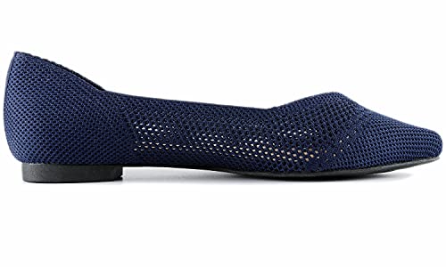 Image of FEVERSOLE Women's Woven Pointy Fashion Cutouts Breathable Knit Flat Shoes