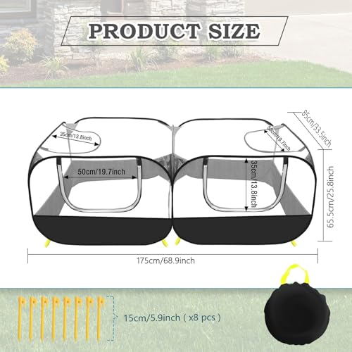 Parc portable pour chat en toile Oxford robuste avec toit réversible isolant - 3