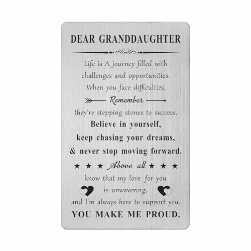DGXMD Gifts for Granddaughter - Laser Engraved Granddaughter Wallet Card