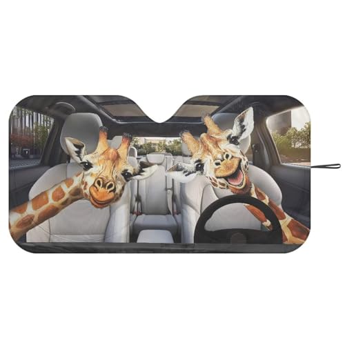 Image of Giraffe Car Sun Shade for Windshield Auto Sun Shades Foldable Automotive Interior Accessories for Sun Protection Protector Accessories for Car Truck SUV