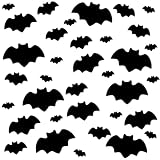 Marspark 36 Pcs Halloween Bat Cutouts 4 Assorted Sizes Realistic Paper Bat Accents Black Scary Stickers for Home Wall Classroom School DIY Indoor Outdoor Halloween Party Decor