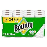 Bounty Toallas de Papel blancas, 12 Rollos Dobles, con Hojas Select-A-Size, 82 Hojas por Rollo