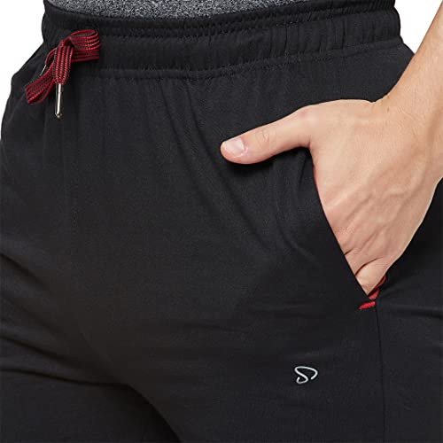Image of sporto Anthra Melange Modern Slim Fit Track Pants for Men with Zippered Pockets