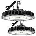 HYPERLITE 205W LED High Bay Lights,5000k Daylight 24600LM High Bay Lights,Non-Dim, AC120V, LED Warehouse Lights with US Plug 5' Cable for Exhibition Halls Garage Manufacturing Factories 2pack