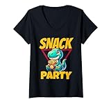 Photo Gallery donna simpatico dinosauro trex snack party divertente con patatine fritte maglietta con collo a v Photo Gallery donna simpatico dinosauro trex snack party divertente con patatine fritte maglietta con collo a v