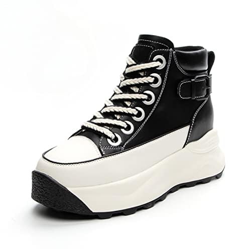 Women's Platform Height Increasing Sneakers,Stylish Comfortable Hidden Height Increase Leather Upper Casual Platform Shoes.2