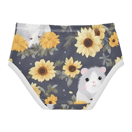 Cute Hamster Yellow Sunflower Toddler Girls Underwear, Kids Underwear, 2T–8 Years2