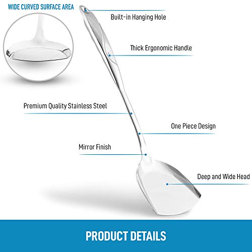 Zulay Kitchen 14.8 Inch Premium Wok Spatula Stainless Steel- Heavy Duty Wok Spatula With Heat Resistant Handle - Wok Utensils For Cooking #TOP5