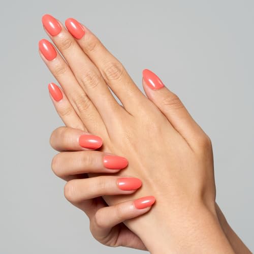 GLAMERMAID Press on Nails Medium Oval, Reddish Orange Fall Short Oval Acrylic Fake Nails Kits, Glossy Reusable Full Cover Stick on Nails for Women Gifts — view 5