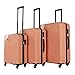 Neo 3 Piece Hard Shell Luggage Suitcase Set ABS Expandable Handle Lightweight Durable Trolley Travel with 360 Spinner Wheels Inbuilt Lock 20" 24" 28" (Rose Gold)