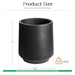 Concrete Planter Outdoor Indoor, Large Cement Plant Pots for Trees Flowers (Black, 17 inch) Concrete Planter Outdoor Indoor Large Cement Plant Pots for Trees Flowers Black 17 inch