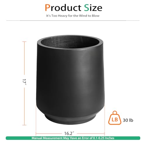 Concrete-Planter-Outdoor-Indoor-Large-Cement-Plant-Pots-for-Trees-Flowers-Black-17-inch Concrete Planter Outdoor Indoor Large Cement Plant Pots for Trees Flowers Black 17 inch