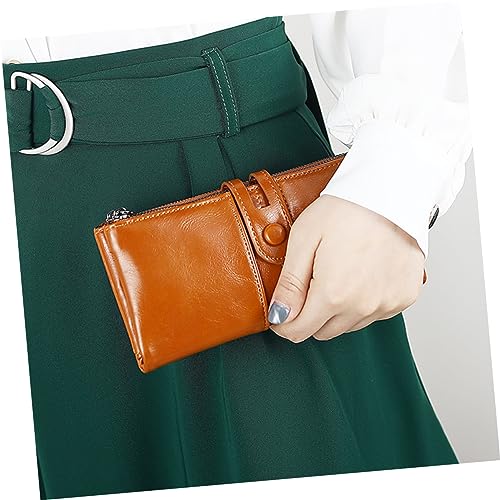 1Pc Vintage Magnetic PU Wallet for Women Khaki Long Clutch Purse with Smooth Zippers Stylish Design and Exceptional Reliability for Everyday Use3