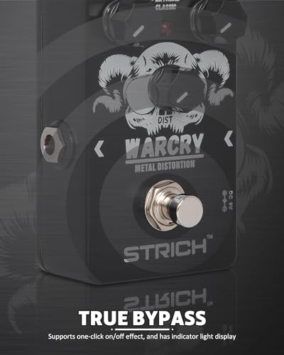 Image of STRICH Metal Distortion Guitar Pedal, WARCRY Distortion 2 Modes Fat, Boost, Normal Classic Crunch 80s Metal /Nu Metal, True Bypass for Electric Guitar, Black and White