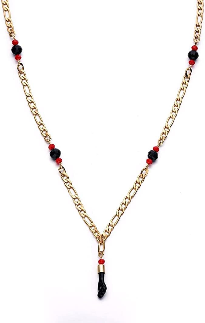RC & J GENERAL 14kt GP Black Hand Evil Eye Lucky Charm & 24" Necklace - Azabache Mal De Ojo Dije y Cadena 24"