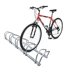 VOUNOT Rastrelliera per Biciclette, Rastrelliera Portabici, Installazione a pavimento e parete, 5 Posti, Argento